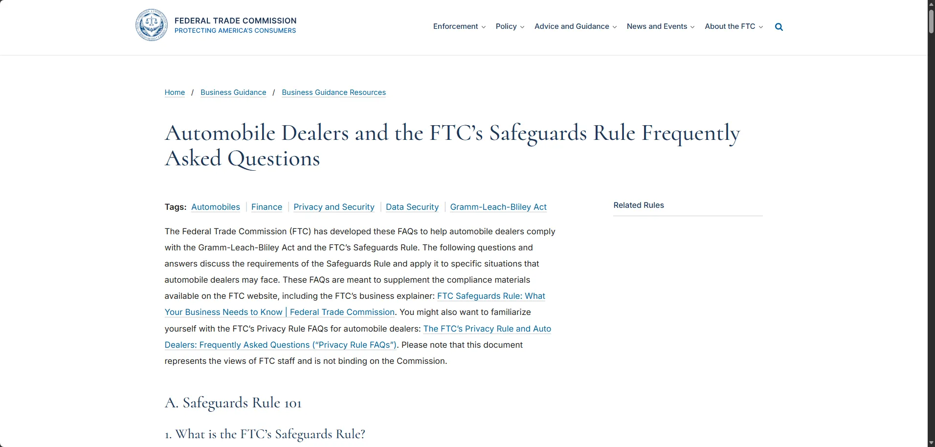 FTC Safeguards Rule Compliance for Auto Dealers project screenshot