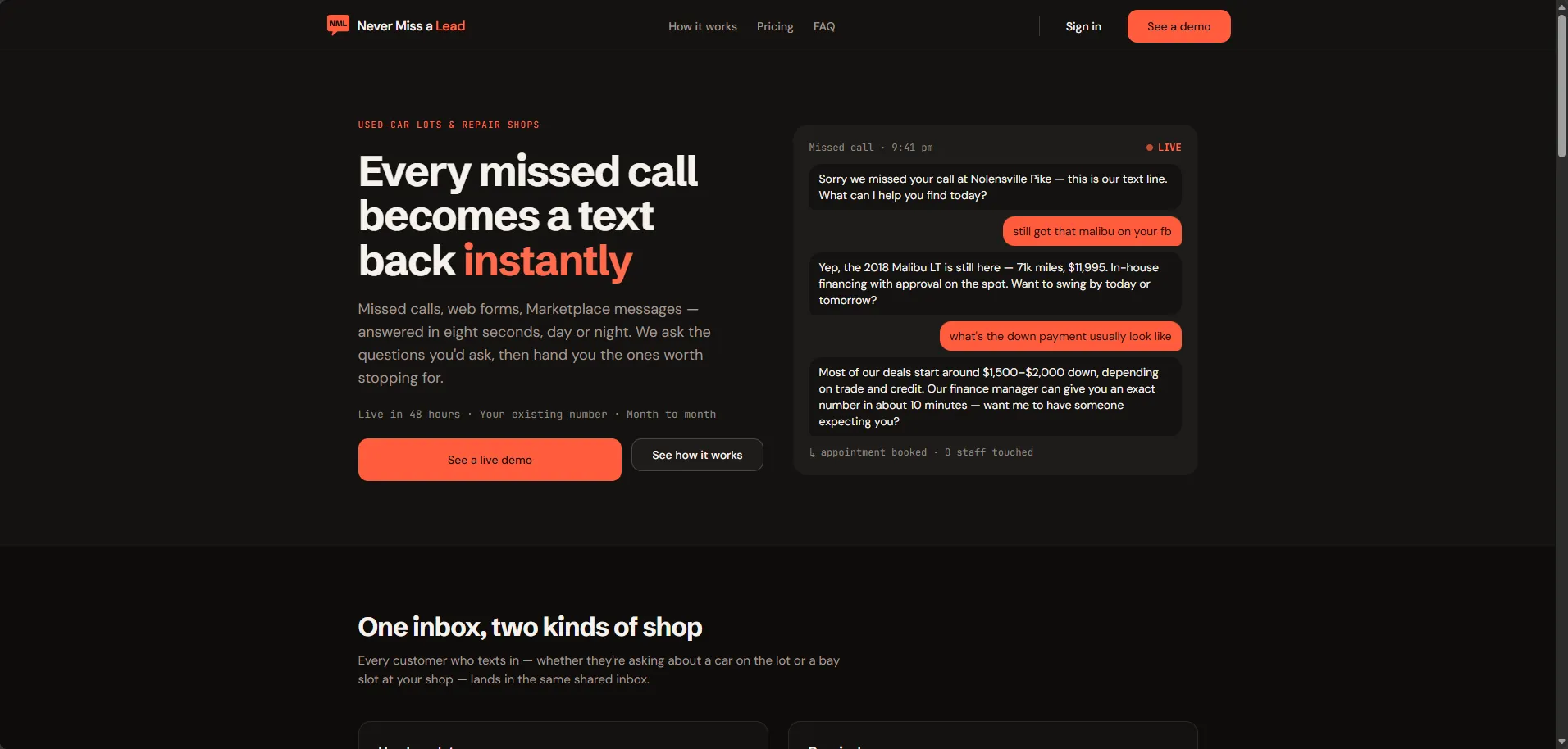 Never Miss a Lead project screenshot